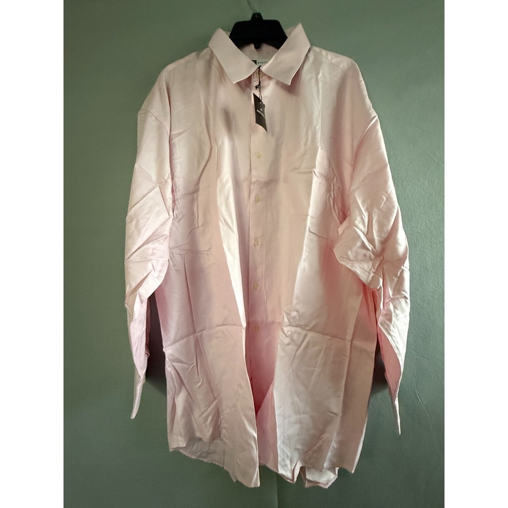 Bachrach Dress‎ Shirt  Men's 18.5 x 36/37 Pink Cotton JDC Monogram Casual NWT